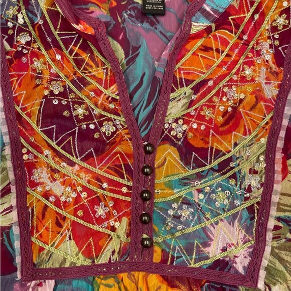 Lane Bryant Semi Sheer Floral Sequins Long Sleeve Top.Size 26/28 - Picture 8 of 14